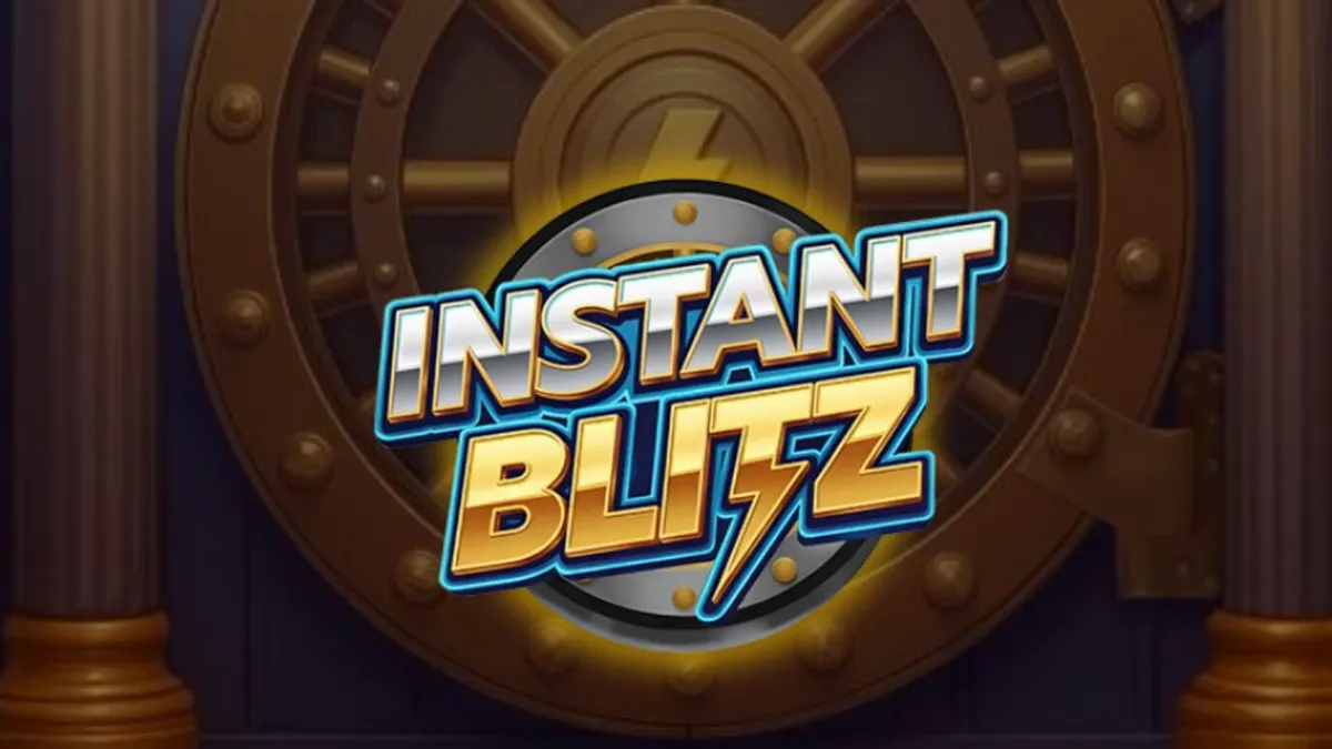 Tampilan visual slot Instant Blitz dengan tema brankas neon futuristik