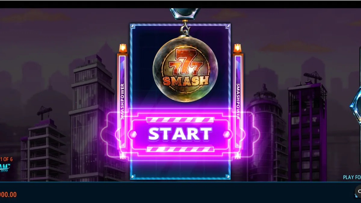 Tampilan visual slot 777 Smash dengan tema konstruksi industri