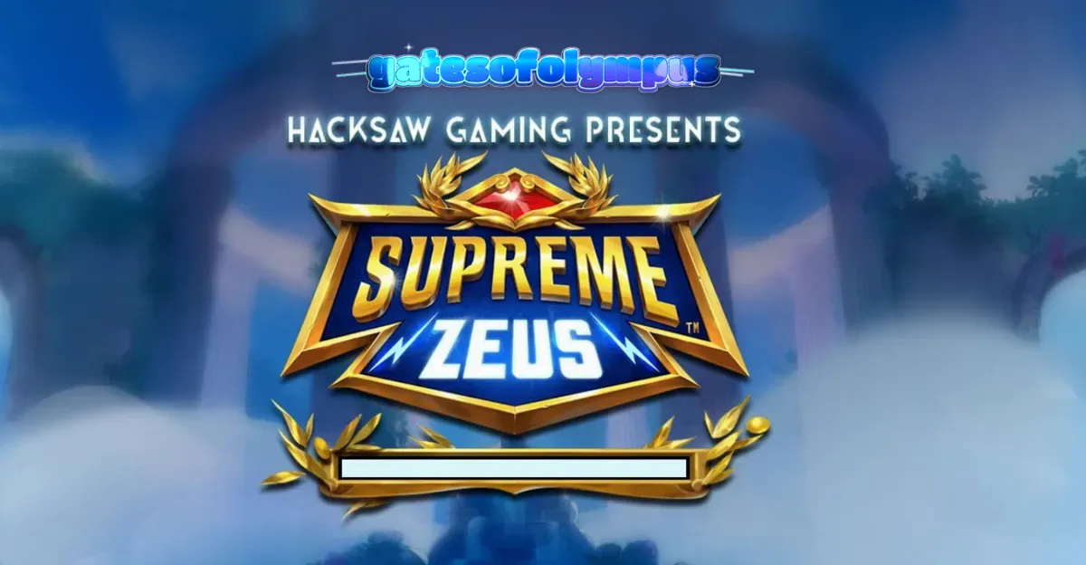 Tampilan layar utama slot Supreme Zeus dengan latar belakang Olympus yang megah